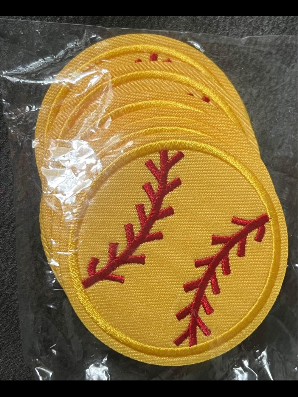 Yellow Softball baseball sew on patch
